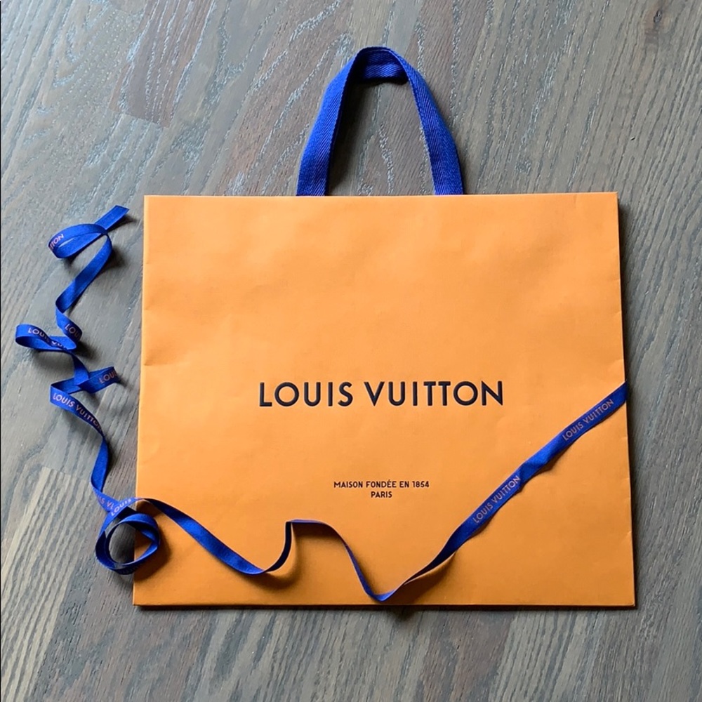 New Louis Vuitton Gift Bag w/ LV Blue Ribbon,large